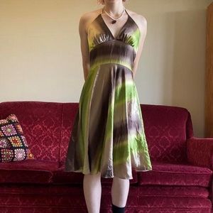 Sold green and brown silky fairy dress